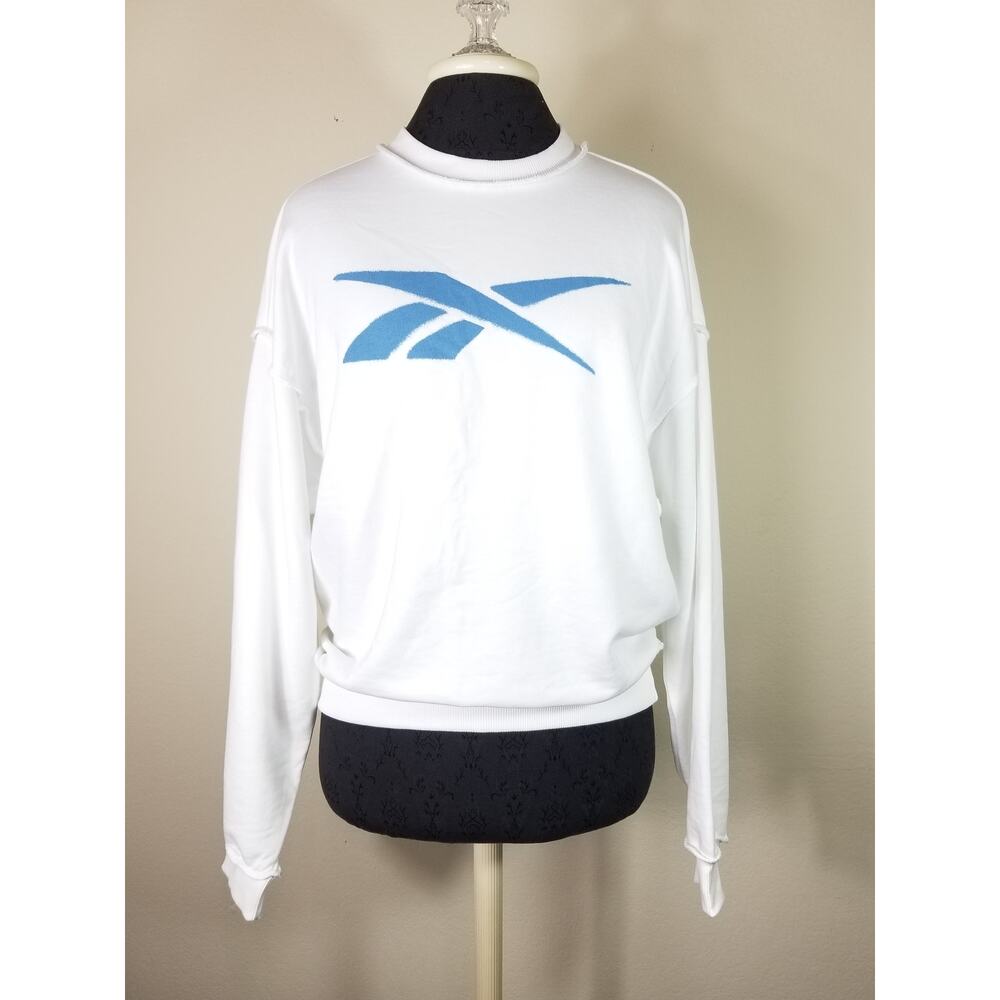 REEBOK Women's Pullover Sweater Sweatshirt White Blue Size Small New w Tag